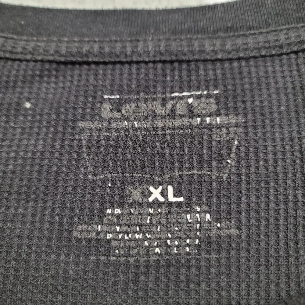 Levis Shirt Mens 2XL Black Thermal Long Sleeve Vintage Logo‎ California Bear